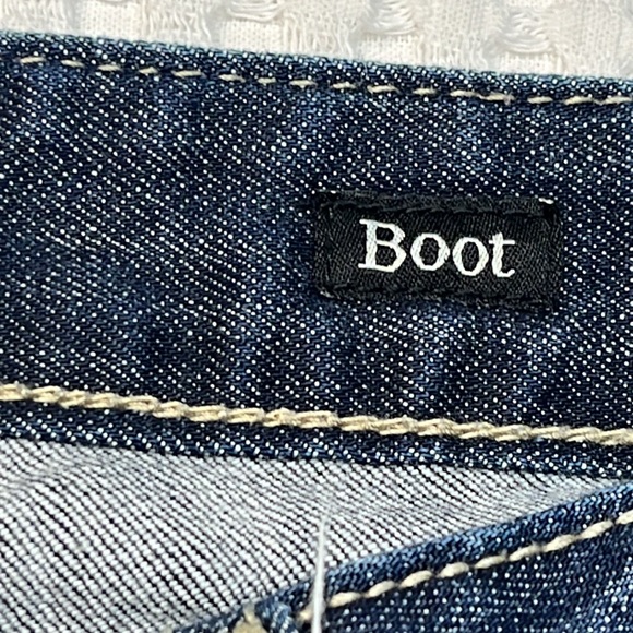 Bebock for Express Blue Denim Low Rise Boot Cut Jeans Women's Sz 6L - Picture 4 of 15
